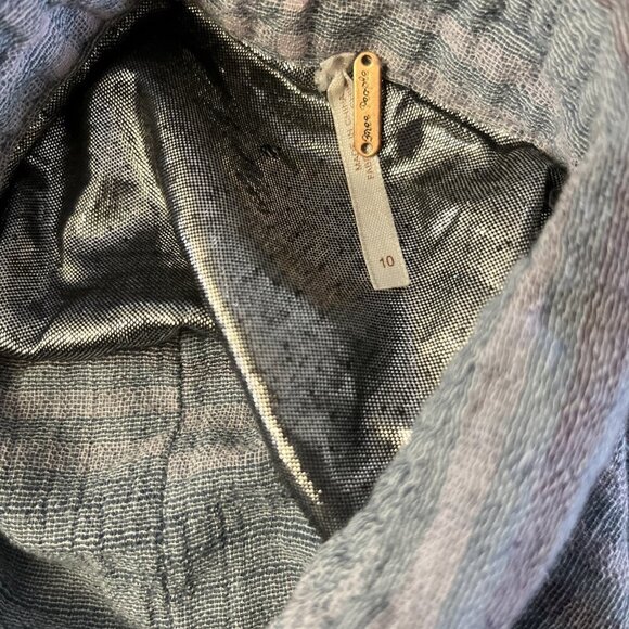 Free People Womens Muslin Guaze Plaid Button Down Shirt Size 10 Cropped Grunge - Picture 3 of 5